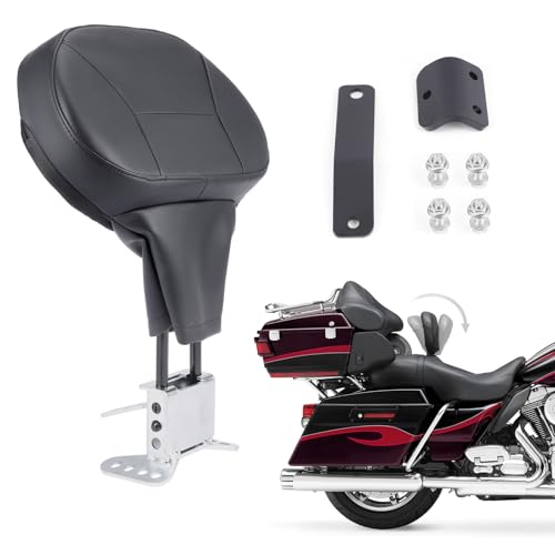 Adjustable Rider Backrest for Harley Touring - Detachable Plug-in Driver Backrest Pad with Mounting Kit for Street Glide Tri Glide FLHTKL Electra Glide Road King CVO Road Glide 2009-2025