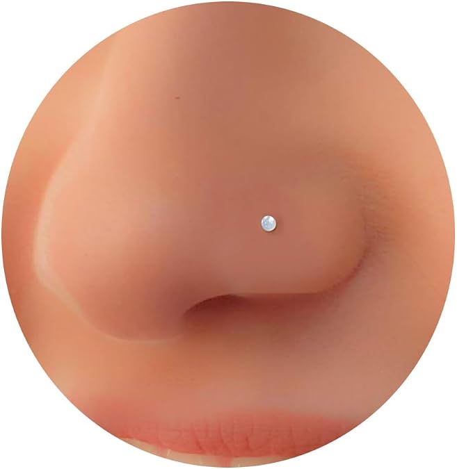 Silver 1 mm Small Ball Nose Stud - Flat Silver Nose Stud - Thin 24 Gauge Silver Nose Rings Stud - Tiny L Shape 925 Sterling Silver Nose Piercing Stud