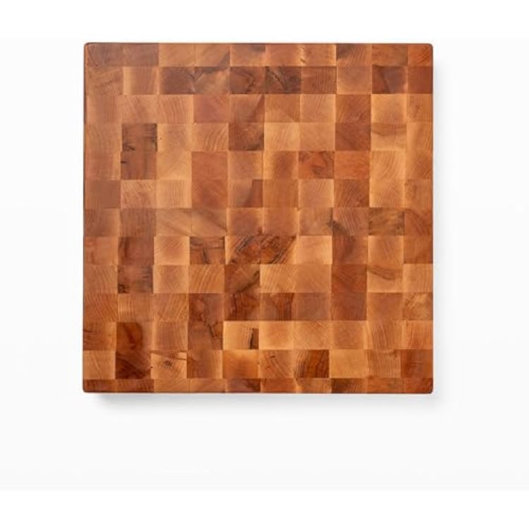 John Boos CCB Series Square Wooden Maple Cutting Board 18x18 2.25 Thick, 22-lb Reversible Butcher Block with End-Grain & Finger Grips Made in the USA