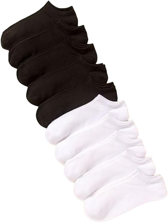 10'lu Ekonomik Paket Siyah-Beyaz Unisex Kısa Spor Sneakers Çorap Tek Beden