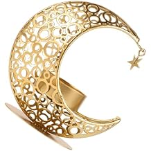 Moon Shaped Candle Holder Elegant Middle Eastern Design Iron Candle Stand for Table Centerpieces for Banquets Parties Dinners and Home Decor