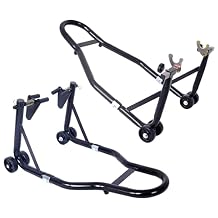Tomkate Motorcycle Stands, 1000 Lbs Capacity Front Rear Wheels Lift Combo, Heavy Duty Paddock Stand for Sportbikes, Dirt Bikes, and Cruisers (Black)