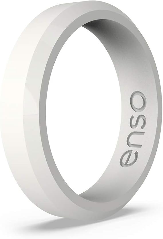 Enso Rings Bevel Thin Silicone Wedding Ring Hypoallergenic Unisex Stackable Wedding Band Comfortable Minimalist Band 5.08mm Wide, 2.16mm Thick