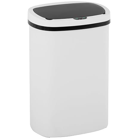 BestOffice Kitchen Trash Can Broken-Resistant Plastic Touch Free High-Capacity Garbage Can with Lid for Bedroom Bathroom Home Office 50 Liter 13 Gallon Garbage Can Automatic Waste Can (White)