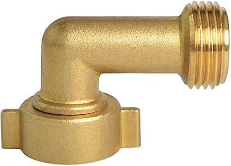 HYDRO MASTER 90 Degree Garden Hose Elbow, Lead-Free Solid Brass 3/4" FHT x 3/4" MHT Adapter, Prevents Hose Kinking and Strain, Heavy Duty Water Hose Connector for Garden, RV, Outdoor Faucet