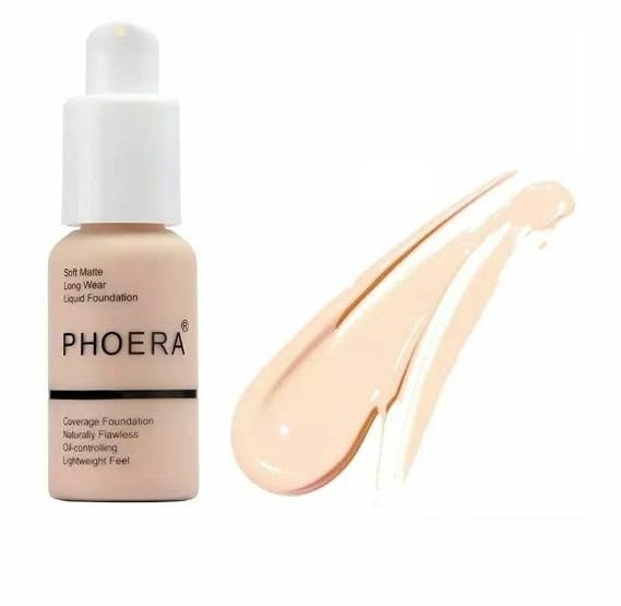 Phoera Full Coverage Foundation Soft Matte Oil Control Concealer 30ml Flawless Cream Smooth Long Lasting (101 PORCELAIN)