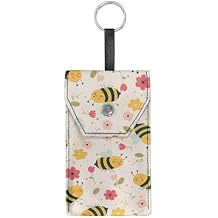 Bee Flower Tissues Purse Pocket Canvas Purse Tissue Packs Snap Button Enclosed Portable Tissue Holder for Office Travel Daily Outgoing