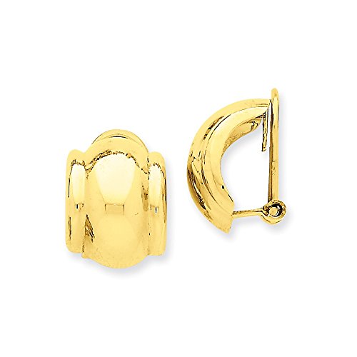 14K Gold Clip-On Earrings: Fancy Omega Back, Non-Pierced, Yellow Gold by CKL INTERNATIONAL