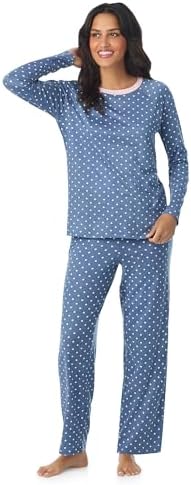 Cuddl Duds Womens Matching Pajama & Lounge Set - Lightweight Long Sleeve PJ Shirt & Pants - Sleepwear & Loungewear Sets