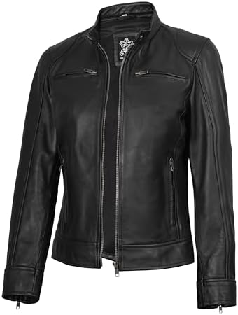 Decrum Leather Jackets For Women - Cafe Racer Style Casual Womens Leather Jacket