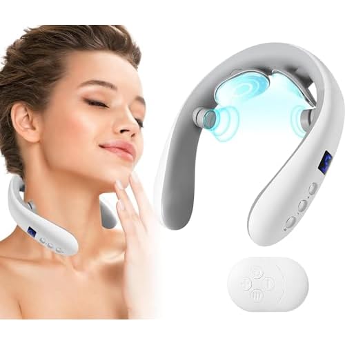 Neck Massager for Pain Relief, Smart Electric Pulse Neck Massager with Heating, Portable Deep Tissue Neck Massager, Gift for Women Men
