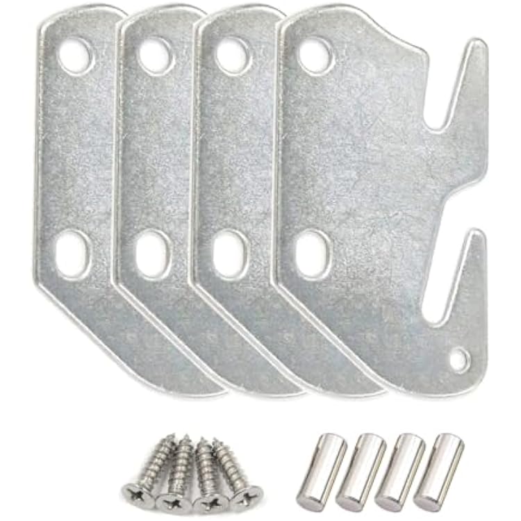 Bitray Wood Bed Plates Wood Bed Rail Hook Plates for Bed Frame Bracket Headboard Footboard Replacement - 4pcs