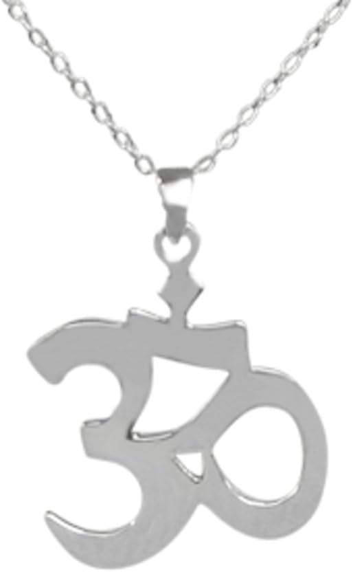 Om Sterling .925 Necklace, Spiritual Yoga, Aum, Ohm, Sanskrit Yogi Silver Pendant Necklace 16" + 2" Extender Gift Boxed