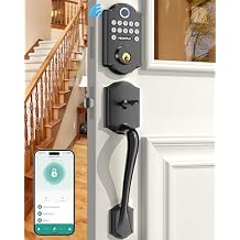 Smart WiFi Door Lock Set with Keypad, App Control, Digital Deadbolt Handle, Black