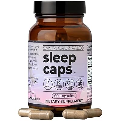 Santa Cruz Paleo Sleep Caps with L-Theanine, Lemon Balm, Passion Flower & Valerian Root, Melatonin-Free Nighttime Relaxation, Paleo & Keto Friendly, Sugar & Gluten Free, 60 Capsules