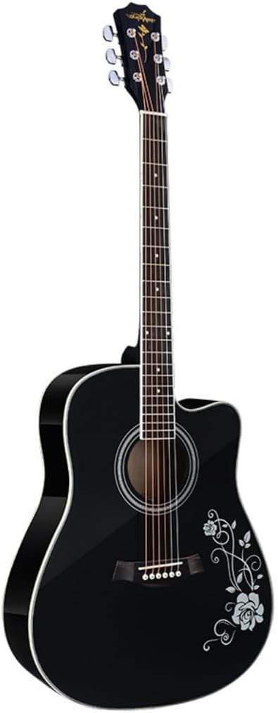 WGM Guitar 40" Beginner Folk Acoustic Guitar Introduction to Wood Guitar for Beginners Who Can't Find Acoustic Guitar Beginner 41" Without Speaker Plug, Black