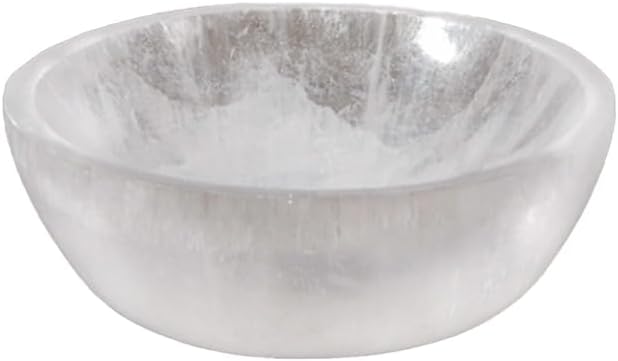 Serene Spaces Living 4 Inch Selenite Crystal Charging Bowl For Smudging, Recharging, Cleansing, Healing - Recharge and Cleanse with Decorative Premium Grade Selenite Bowl