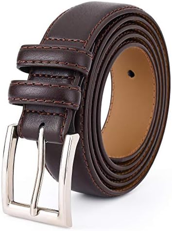 Mens Premium Genuine Leather Belt | Double Loops Classic Dress Belt
