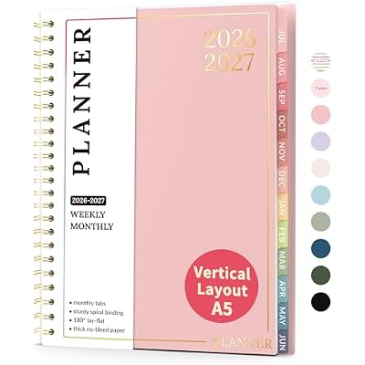 Teacher Planner 2026-2027, Forvencer Academic Planner 2026-2027, Jul 2026 - Jun 2027, 6.3 x 8.5, Weekly & Monthly Planning Book with 7 Periods, School Agenda for Teacher Student Homeschool, A5,Pink