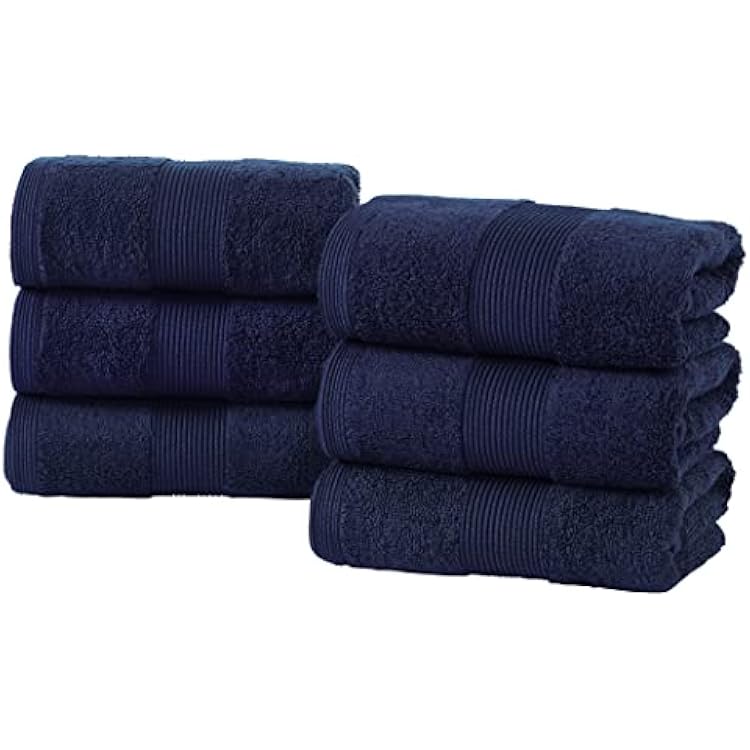 Fabstyles Super Soft and Absorbent Hand Towel, Luxury Hand Towels for Spa, Home, and Hotel, Quick Dry Hand Towels, Set of 6, 16 x 28 Inches Navy