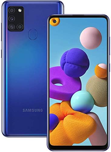 SAMSUNG Galaxy A21S 64GB, 4GB 6.5, Quad Camera, All Day Battery Dual SIM GSM Unlocked Global 4G LTE Volte T-Mobile, AT&T, NOT Metro, Straight Talk International A217MDS 64GB SD Bundle, Blue
