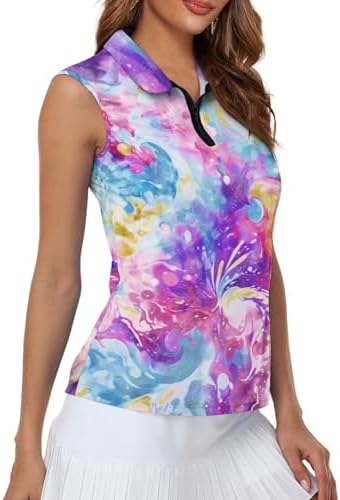 Womens Sleeveless Golf Tennis Shirts Zip Up Dry Fit Workout Tank Tops Athletic Shirt Size XS-XXL