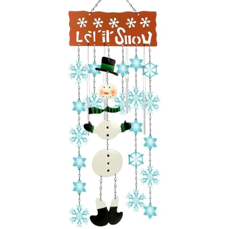 Christmas Snowman Wind Chimes with Metal Snowflake for Outside 33 Large Waterproof Christmas Hanging Snowflake Wind Chimes Gifts for Xmas Holiday Party Indoor Outdoor Hanging Decor