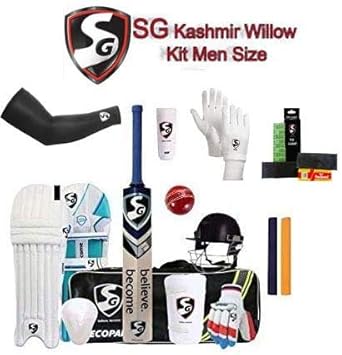 SG Full Cricket Kit for (Senior) (Cricket Bat (with Cover) + Legguard + Batting Gloves + Kitbag + Thigh Guard + Arm Guard + Abdo Guard) A Complete Economy Cricket kit for Batsmen 100% Original Brand