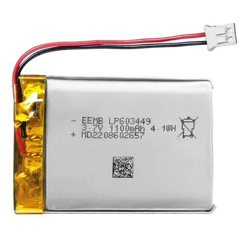 EEMB 3.7V Lipo Battery 1100mAh 603449 3.7V Lithium Polymer Battery Rechargeable with Wire JST 2.0mm Connector for Speaker and Dashcam - Confirm Device & Connector Polarity Before Purchase