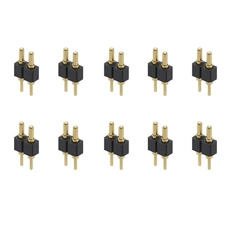 Treedix 10PCS Gold Plated Spring Loaded Thimble Pogo Pin 7.5mm Long Pin Male Spring Pogopin Header Target Connector Through Hold PCB (2 Pin Male)