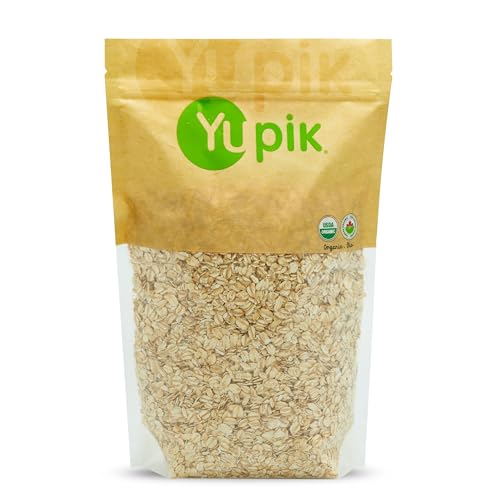 Yupik Organic Regular Rolled Oats, Gluten-Free, 2.2 lb 35.2 oz, Non-GMO, Vegan, Kosher, Steamed, Rolled, and Lightly Toasted Whole Oat Groats, Salt-Free, Good Source of Fiber, For Baking & Topping