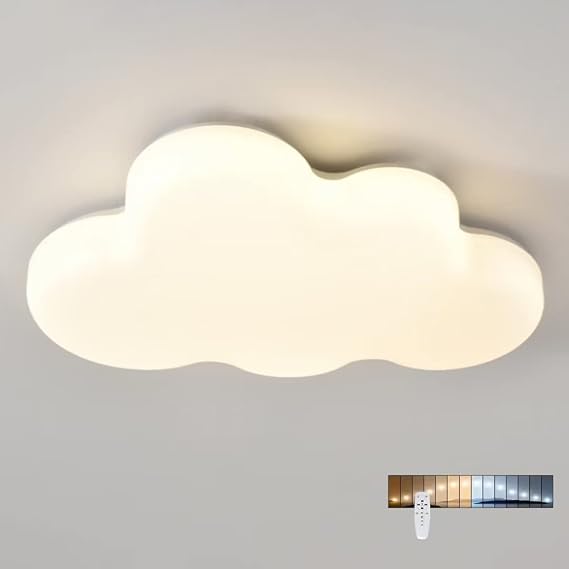 Creative 3D Cloud Ceiling Lamp LED Simulation Cloud Children's Room Chandelier Ceiling Light for Bedroom, Living Room, boy or Girls' Room, 36W, Stepless Dimming