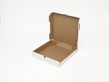 12 inch Pizza Box Bundle of 50 - Premium Plain White Corrugated Cardboard Take Out Delivery Container