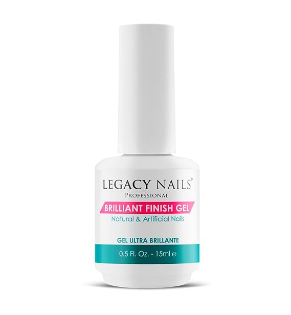 Legacy Nails Professional BRILLANT FINISH GEL 0.5oz - High-Gloss Top Coat for Natural, Acrylic, Gel, Fiberglass & Silk Nails Chip-Resistant, Quick-Curing UV/LED Formula
