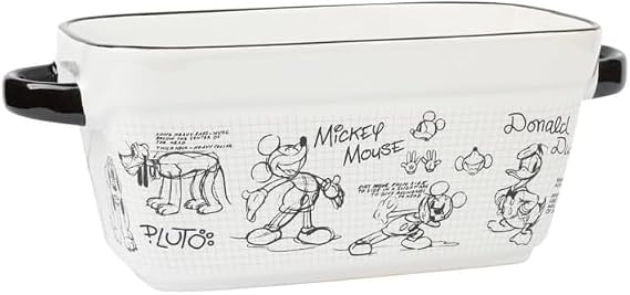 Zrike Disney Mickey Mouse Baking Pan Ceramic Nonstick - Rectangular Cake or Loaf Pan With Disney Sketchbook Design - Durable PFAS-Free Baking Dish - Set of 1