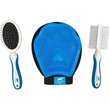 Animal Planet Pet Daily Grooming Kit (3 Pack) Reversible Grooming Glove, Double Sided Comb, Double Sided Brush. for Dogs & Cats, Good for All Breeds & All Types of Coats