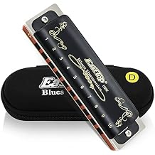 East top Diatonic Harmonica Key of D 10 Holes 20 Tones 008K Mouth Organ with Black Cover, Top Grade Harmonica for Adults, Professionals and Students