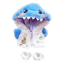 niannyyhouse 20cm Plush Doll Clothes Blue Shark Jacket Hoodie Shoes 8in Doll Accessories Dress Up (Blue)