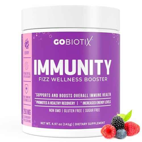 GOBIOTIX Vitamin C - Immune Defense Support Supplement - Immunity Powder Wellness Booster - Vegan Superfood - Elderberry, Turmeric, B12 Vitamin Supplement, Non-GMO and Sugar Free Berry