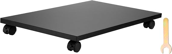 PATIKIL 12x19in PC Stand, Computer Tower Stand Wood CPU PC Holder Under Desk Mobile Cart 4 Caster Wheel for Floor Carpet Tower ATX Case Printer Potted Planter UPS Power Station, Black