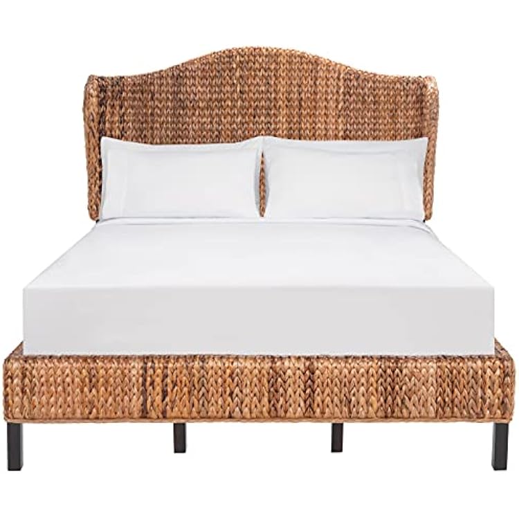 SAFAVIEH Home Collection Finola Coastal Braided Rattan Legs Queen Size Bed BED8002B-Q, BrownEspresso