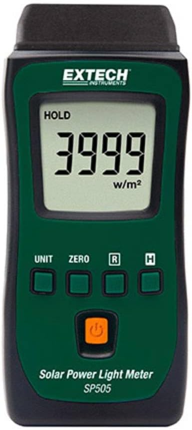 Extech SP505 Pocket Solar Power Meter - Compact Handheld Light Meter for Solar Irradiance, Illuminance, UV, PAR Measurements, Ideal for Solar Panels, Greenhouses, and Field Use