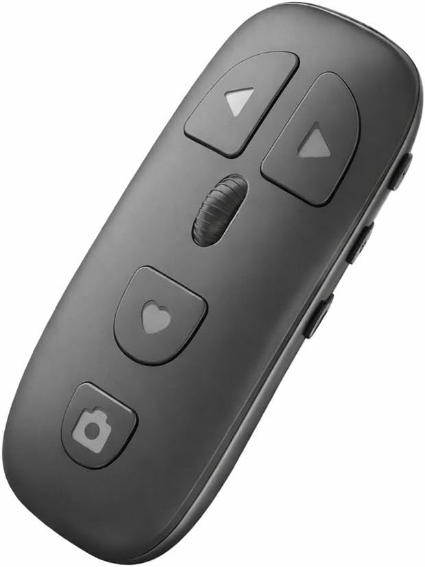 Coverzone Bluetooth Sayfa Çevirme Kumandası Tekerlekli Uzaktan Kontrol Cihazı Telefon Tablet Uyumlu Video Kaydırma E-Kitap Okuma Selfie Çekim Medya Kontrol Aleti | KR-06 (Gri)