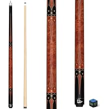 Pool Cue Stick 58 Inch 2-Piece Billiard Cues with Geometric Sword Inlays, Unwrapped Grip, Maple Shaft, 13mm Tip - Choose from 8 Colors and 4 Weights