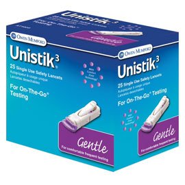 Owen Mumford AT1022 Unistik 3 Pre-Set Safety Lancet, Gentle, 30G (Pack of 100)
