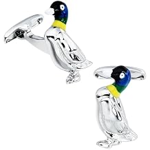 Silver Tone Duck Cufflinks For Men With Gift Box