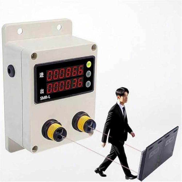 People Counter, Store Customer Flow Counter, Visitor Counter with 2 Sensor and Reflector, Counting Range:-19999~99999, with inOut Direction Recognition, for Supermarkets & Shopping Malls6m