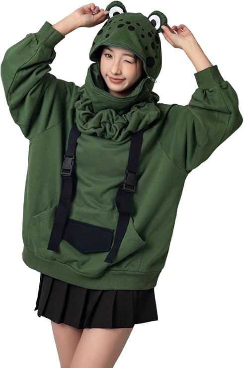 Cosfun Frog Hoodies Cute Animal Hoodie Froggy Oversized Pullover Sweatshirt Hoody Thickness Cotton