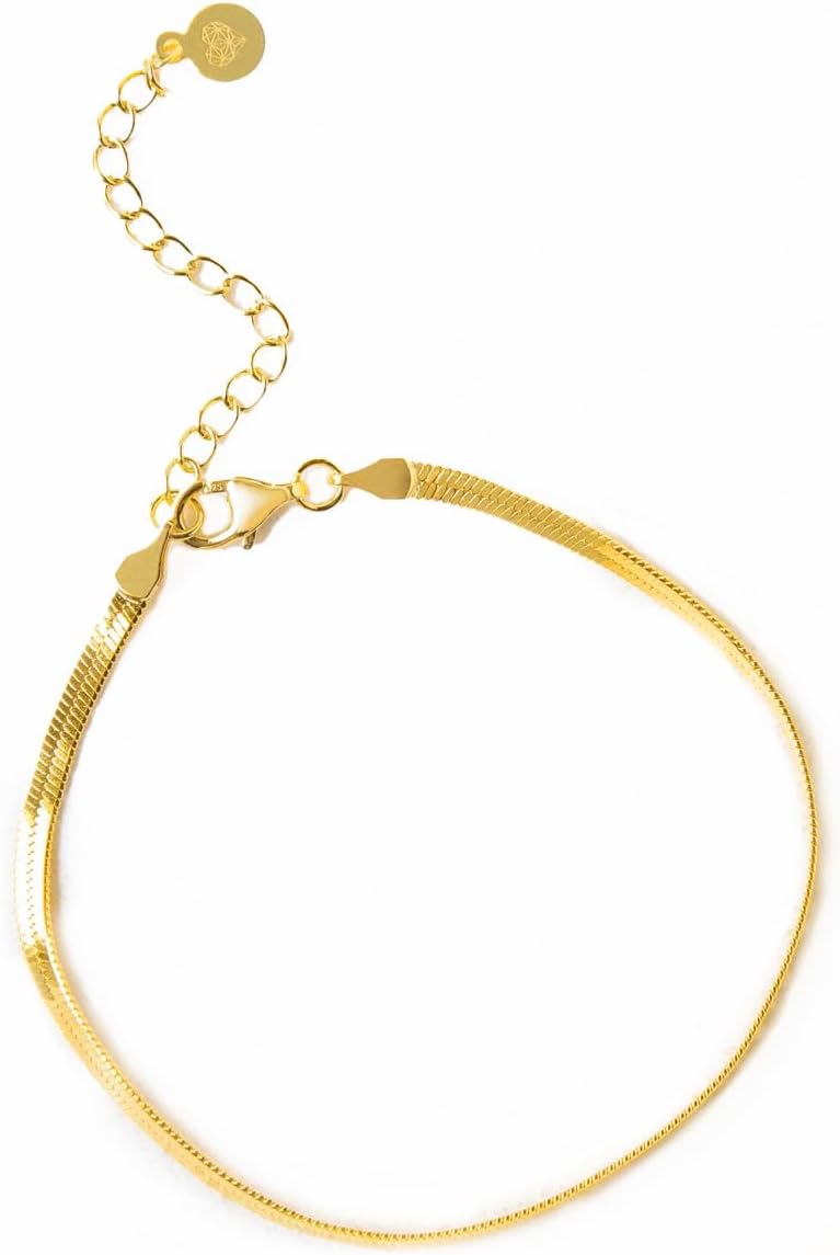 Caitlynminimalist 18kゴールド 華奢なスタッカブルチェーンブレスレット レディースギフト