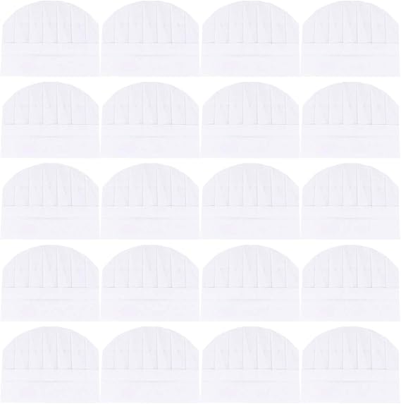 Healifty 20Pcs Kids Paper Chef Hats White Disposable Children Chef Caps Lightweight Non-Woven Fabric Headgear for Cooking Baking and Kitchen Play Boys and Girls